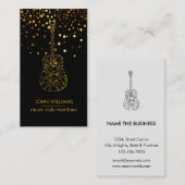 ギターミュージックワールド先生プレイヤーブラック金ゴールド フェイク 名刺 (正面/裏面)