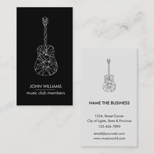 ギターミュージックワールド先生プレーヤーグレイブラック 名刺 (正面/裏面)