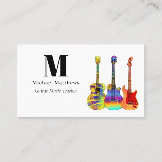 ギターミュージック先生のロゴとソーシャルメディアカスタム 名刺 (正面)