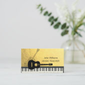 ギターミュージック先生DJピアノジオメトリック金ゴールド  名刺 (スタンド正面)