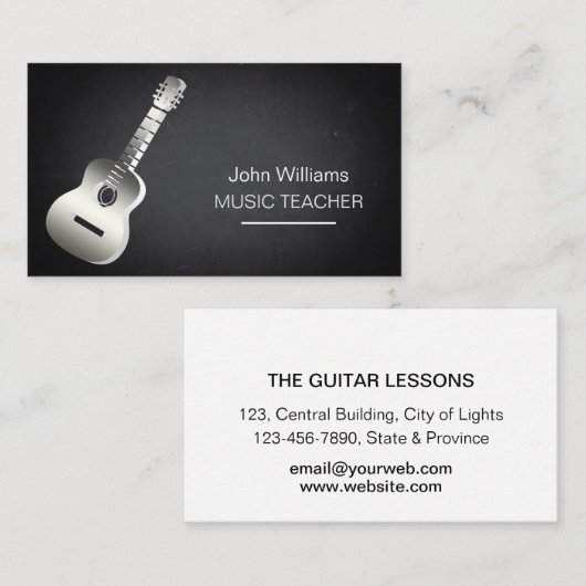 ギターミュージック先生DJプレーヤーミュージシャンビジネス 名刺 (正面/裏面)