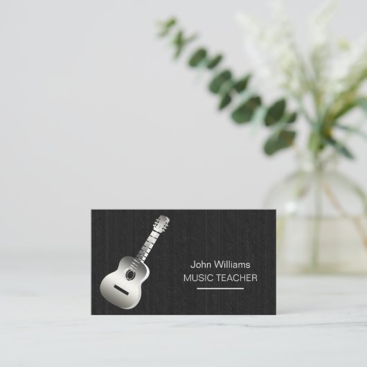 ギターミュージック先生DJプレーヤーミュージシャンブラックウッド 名刺 (スタンド正面)