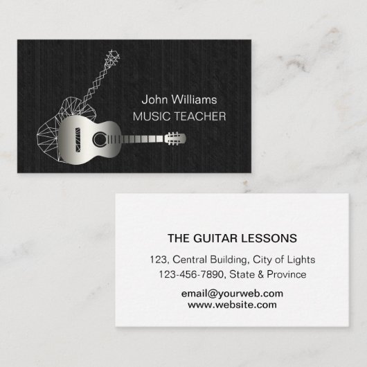 ギターミュージック先生DJプレーヤーミュージシャン幾何学的  名刺 (正面/裏面)