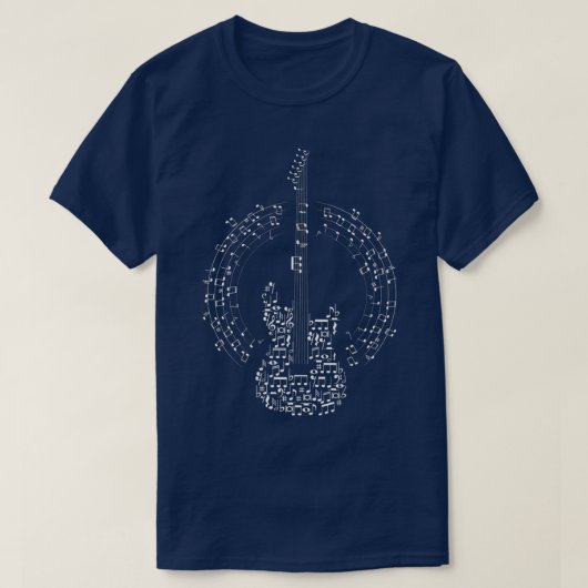 ギターミュージック鍵ノートPremium Tシャツ (デザイン正面)
