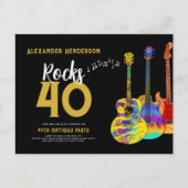ギターミュージック40歳の誕生日パーティー インビテーションポストカード (正面)