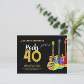 ギターミュージック40歳の誕生日パーティー インビテーションポストカード (スタンド正面)