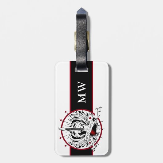 ギターモノグラムミュージシャンロッカーロック&転が音楽 ラゲッジタグ (裏面縦)