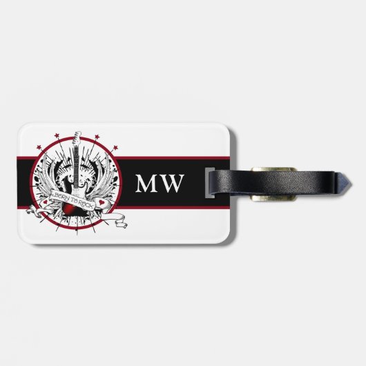 ギターモノグラムミュージシャンロッカーロック&転が音楽 ラゲッジタグ (裏面横)