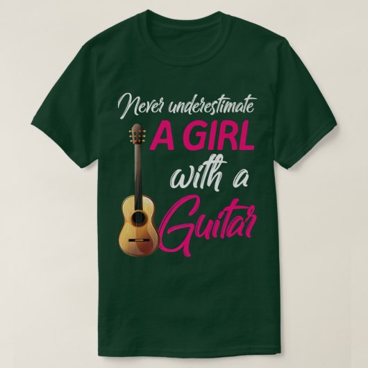 ギターラバーギタリの女の子を過小評価しない Tシャツ (デザイン正面)