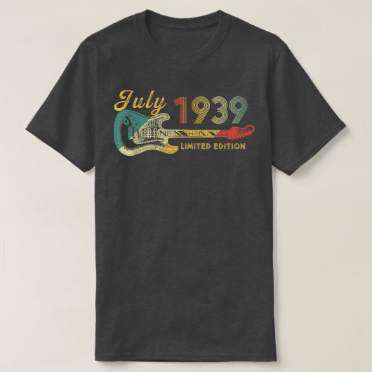 ギターラバー83歳ギフト1939年7月限定E Tシャツ (デザイン正面)