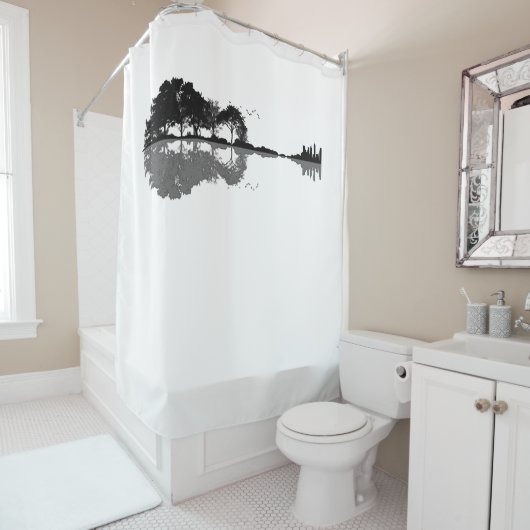 ギターレイクシャドウラブギター贈り物音楽好き シャワーカーテン (インサイチュ)