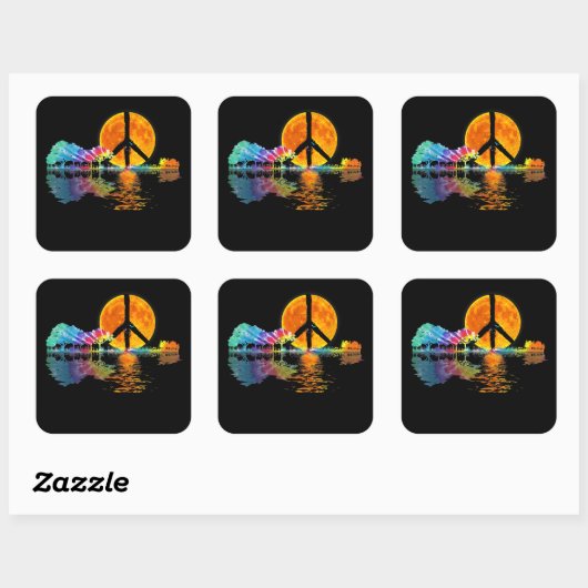 ギターレイクシャドーピースラブギターヒッピー スクエアシール (シート)