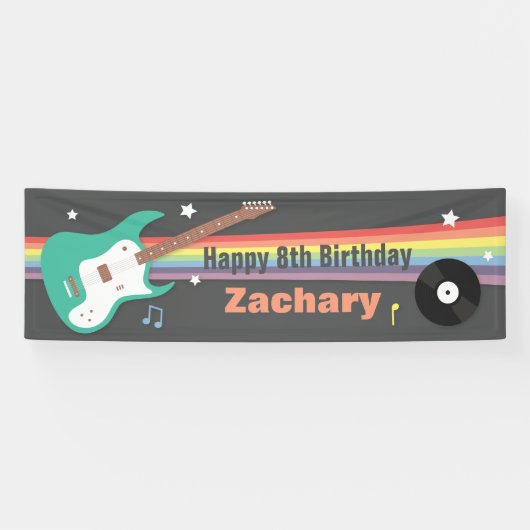 ギターレインボーロックスター誕生日パーティーバナー 横断幕 (横)