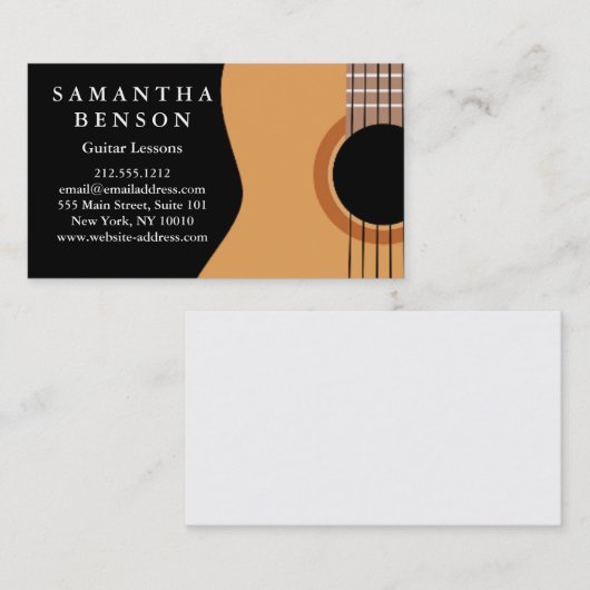 ギターレエレガントッスン白黒ミュージカルアブストラック 名刺 (正面/裏面)