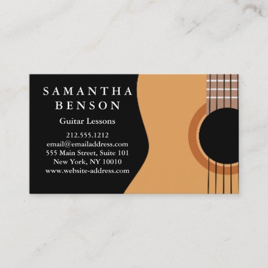 ギターレエレガントッスン白黒ミュージカルアブストラック 名刺 (正面)