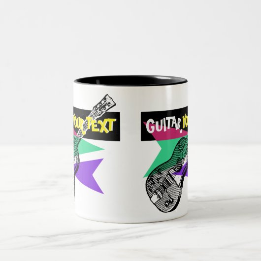 ギターレジェンドレトロイラストレーションカスタマイズ可能マグカップ ツートーンマグカップ (中央)