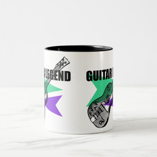 ギターレジェンドレトロヴィンテージイラストレーションマグ ツートーンマグカップ (中央)