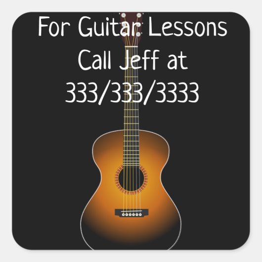 ギターレッスンのプロモーションスタンプを呼び出す スクエアシール (正面)