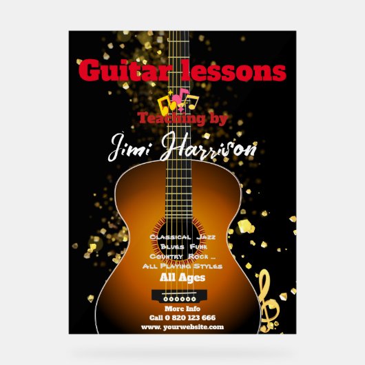 ギターレッスンカスタマイズのアクリル記号 アクリルサイン (正面)