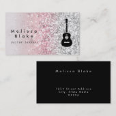 ギターレッスンフェイクのグリッターきらめく効果 名刺 (正面/裏面)