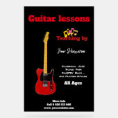 ギターレッスンモダンブラックアクリルサイン大サイズ アクリルサイン (正面)