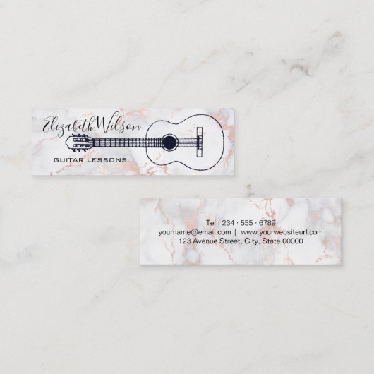 ギターレッスン大理石デコーミニ名刺 スキニー名刺 (正面/裏面)