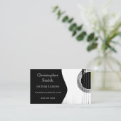 ギターレッスン白黒ミュージカルアブストラック 名刺 (スタンド正面)