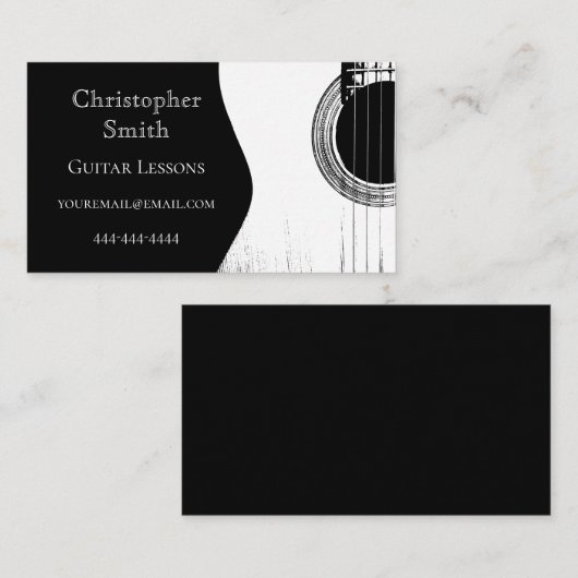 ギターレッスン白黒抽象芸術 名刺 (正面/裏面)