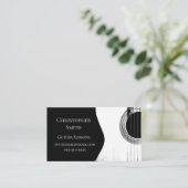 ギターレッスンQRコードミュージカル白黒 名刺 (スタンド正面)