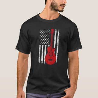 ギターレッド・ホワイトアメリカ国旗Ju4位 Tシャツ