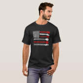 ギターレトロアメリカ国旗のギター7月4日 Tシャツ (正面フル)