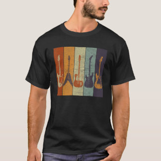 ギターレトロスタイルティーギタリスト用ギター Tシャツ