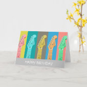 ギターレトロパステルモダン音楽の誕生日 カード (黄色い花)