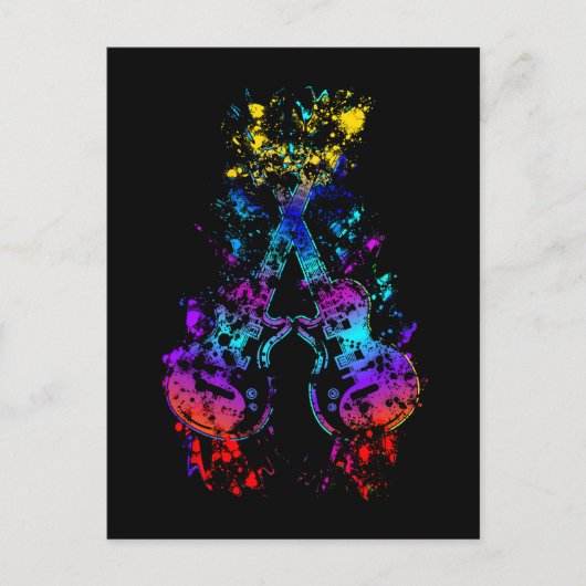 ギターレトロロックアンドロール音楽愛好家ギタリスト ポストカード (正面)