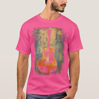 ギターレトロ動揺してアコースティックギタグラフィック Tシャツ