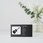 ギターロゴのカスタマイズ可能な黒 名刺 (スタンド正面)