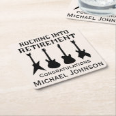 ギターロックアンドロール退職パーティー スクエアペーパーコースター (アングル)