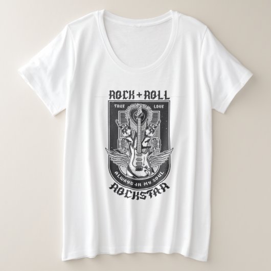 ギターロックデザイン プラスサイズTシャツ (デザイン正面)
