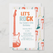 ギターロックンロールミュージック ロックスター 誕生日 招待状 (正面)