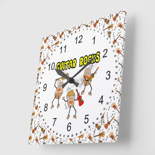 ギターロック スクエア壁時計 (傾斜)