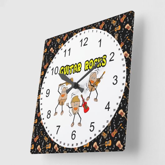 ギターロック スクエア壁時計 (傾斜)