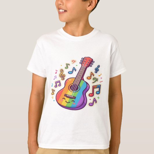 ギターローバー ミニマリスト音楽イラストデザイン Tシャツ (正面)