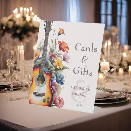 ギターワイルドフラワーアンパサンドミュージカルウェディングギフト 台座サイン