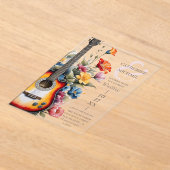 ギターワイルドフラワーアンパサンドミュージカル結婚ズ アクリル招待状 (レイダウン)