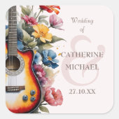 ギターワイルドフラワーアンパサンドミュージカル結婚ズ スクエアシール (正面)