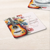 ギターワイルドフラワーアンパサンドミュージカル結婚ズ スクエアペーパーコースター (アングル)