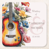 ギターワイルドフラワーアンパサンドミュージカル結婚ズ スクエアペーパーコースター (正面)