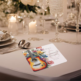 ギターワイルドフラワーアンパサンドミュージカル結婚ズ スクエアペーパーコースター