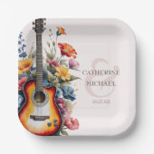 ギターワイルドフラワーアンパサンドミュージカル結婚ズ ペーパープレート (正面)
