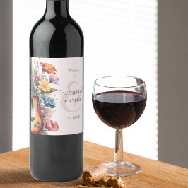 ギターワイルドフラワーアンパサンドミュージカル結婚ズ ワインラベル